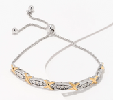 Accents by Affinity White And Gold-plated Sterling Silver Bolo Bracelet
